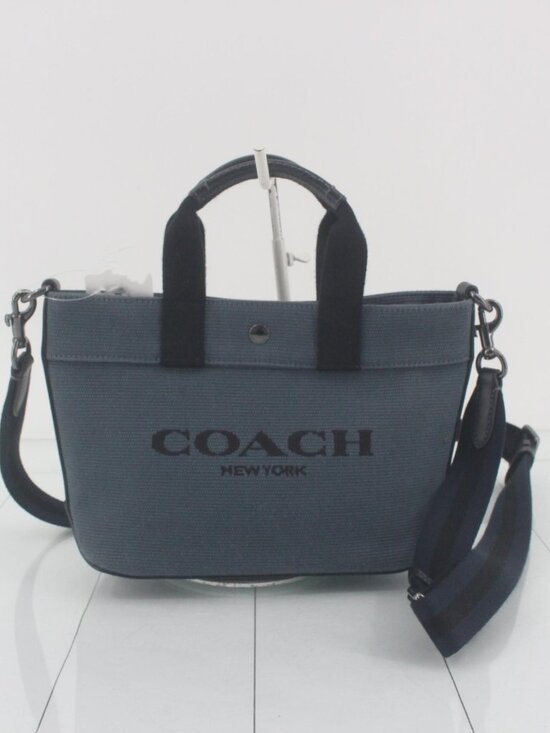 Coach Handbags - Coach Blue Denim Canvas Tote with Black Accents! MINI 🥳